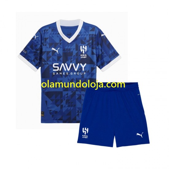 Camisola Al-Hilal Criança Equipamento Primeiro 2024-2025 Manga Curta